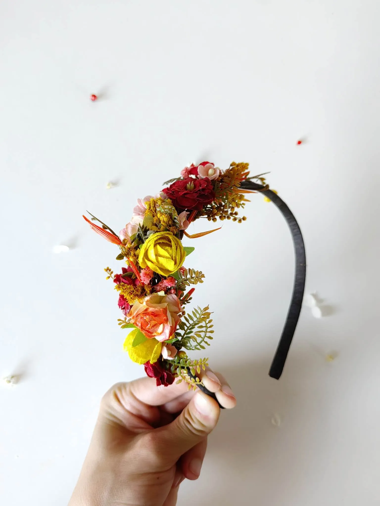 Autumn red and yellow headband