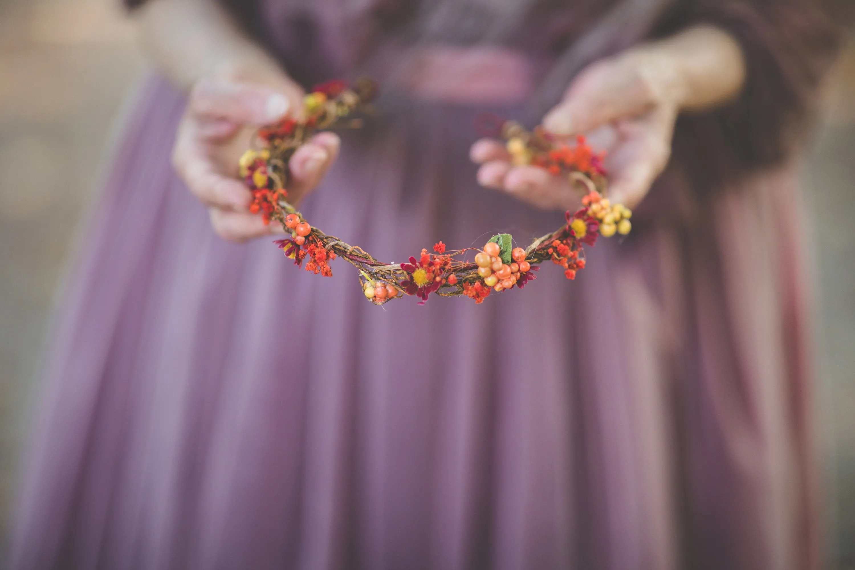 Autumn wedding half wreath with berries Bridal flower crown Hair jewellery Fall wedding Magaela accessories Handmade Red flower half wreath