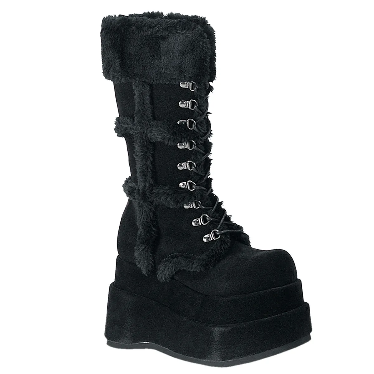 BEAR-202 Demonia Shoes Furry Platform Knee High Boot