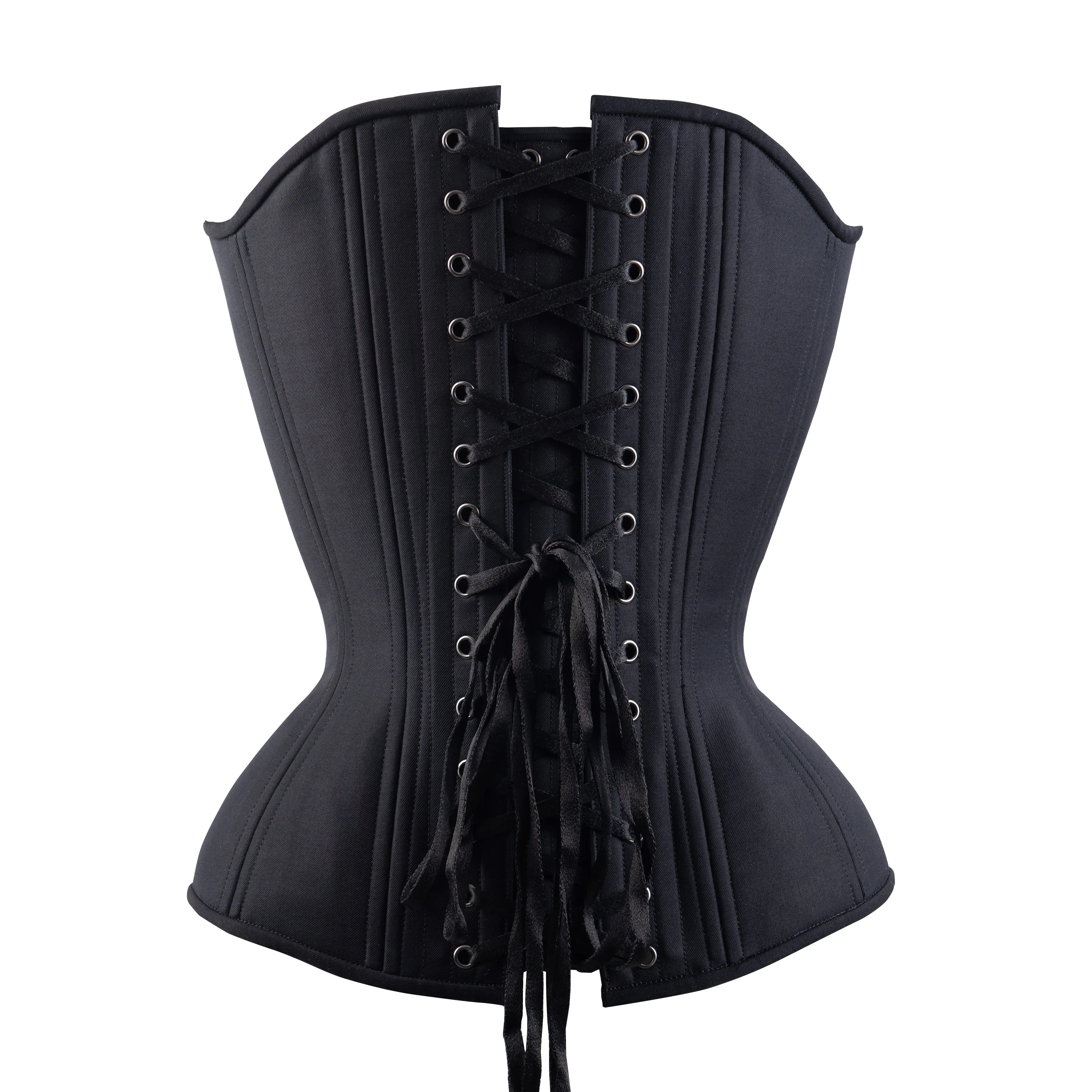 Black Cashmere Overbust Corset, Hourglass Silhouette, NEW