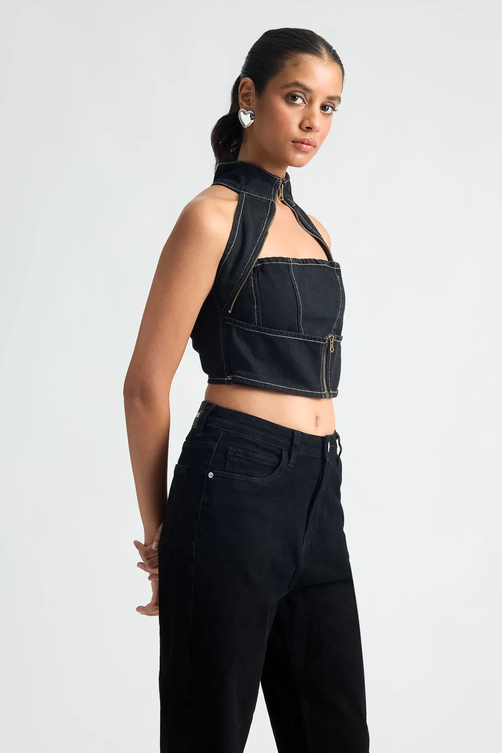 Black Chain Detailed Top