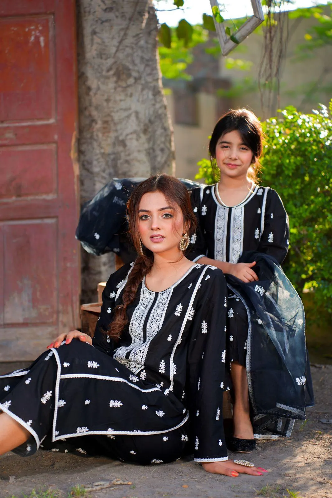 Black White Eid Suit 3pc