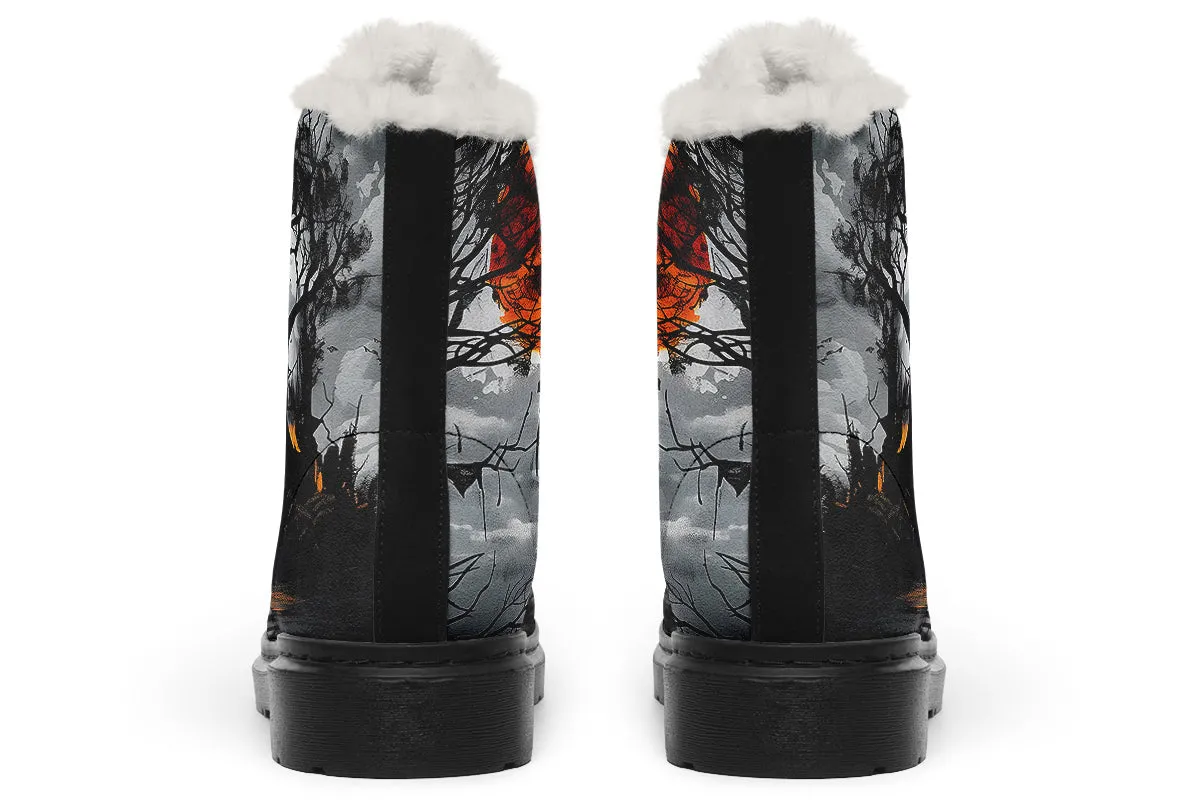 Blood Moon Manor Winter Boots - Warm Micro-Suede Doc-Style Boots Lined with Vegan Wool