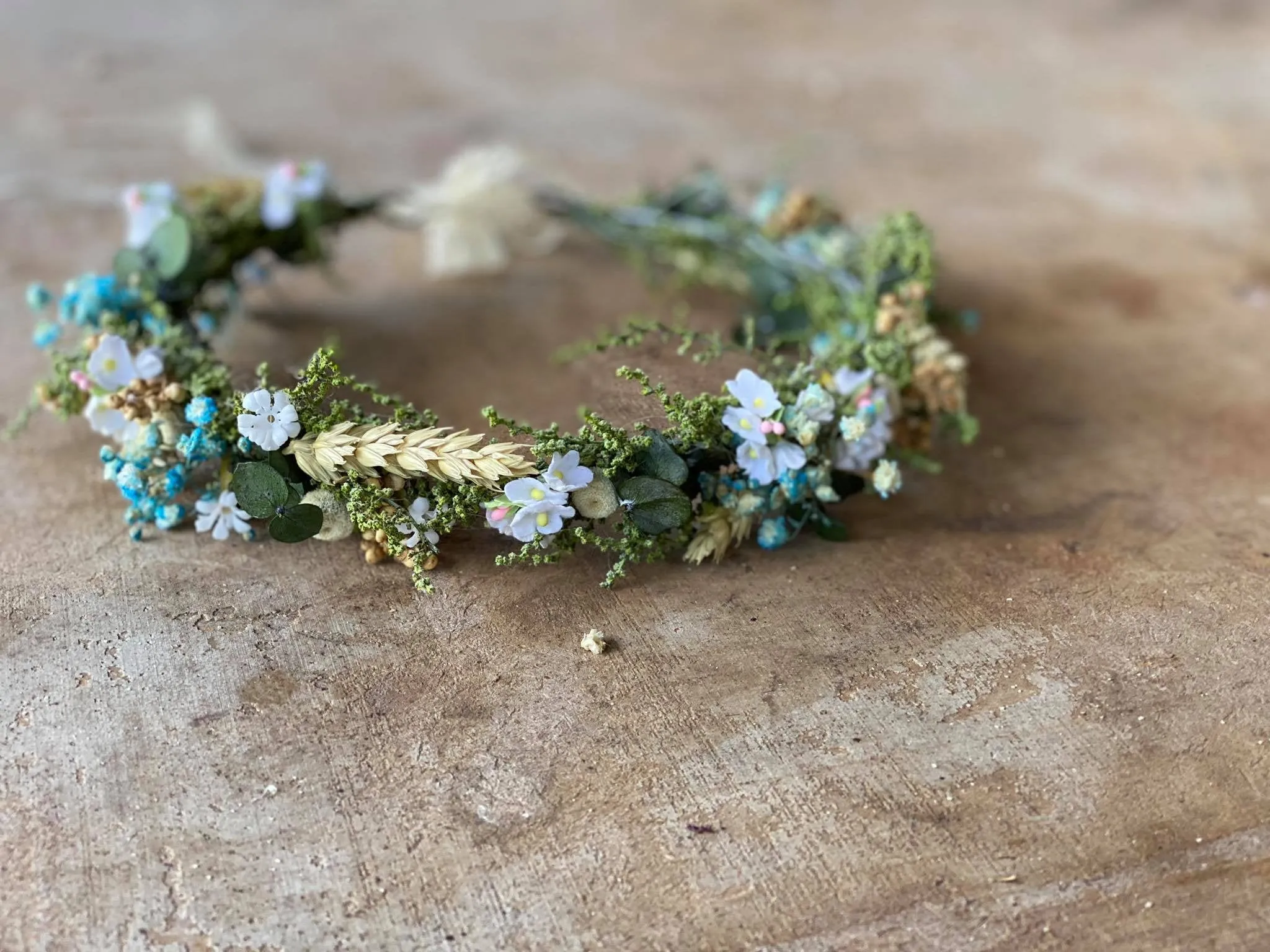 Blue meadow flower hair wreath with eucalyptus Bridal flower crown Magaela accessories Eucalyptus autumn hair wreath Blue flower crown