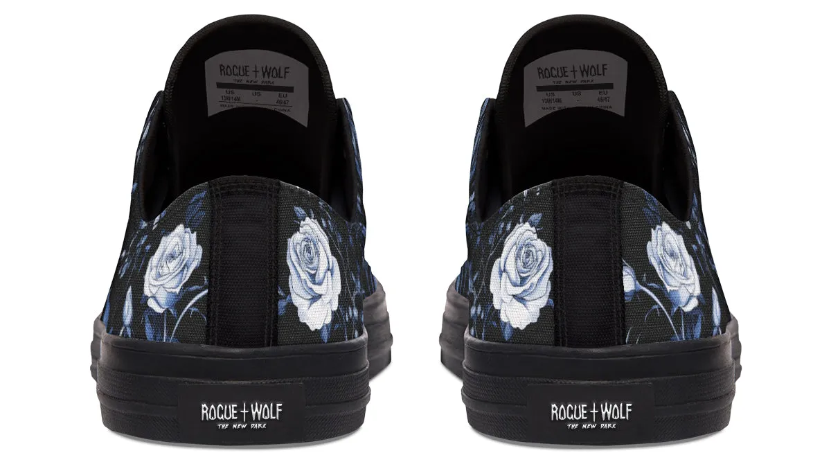 Blue Rose Romance Low Tops - Classic Premium Canvas Shoes with Comfortable and Durable Soles