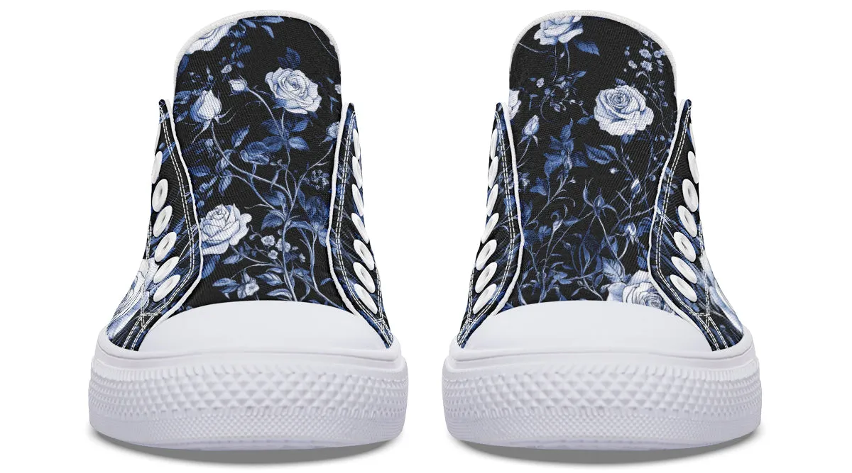 Blue Rose Romance Low Tops - Classic Premium Canvas Shoes with Comfortable and Durable Soles