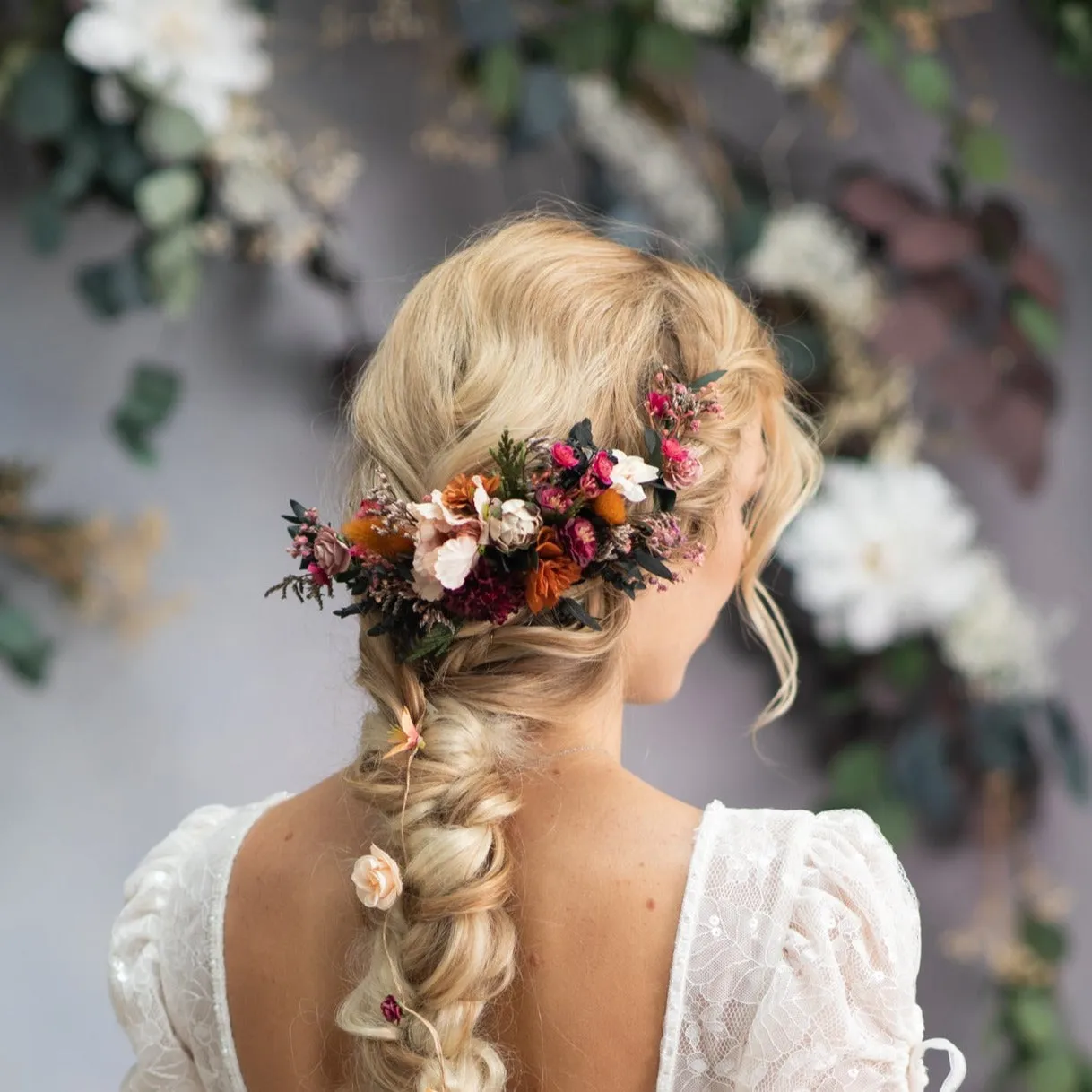 Burgundy and magenta wedding hair comb