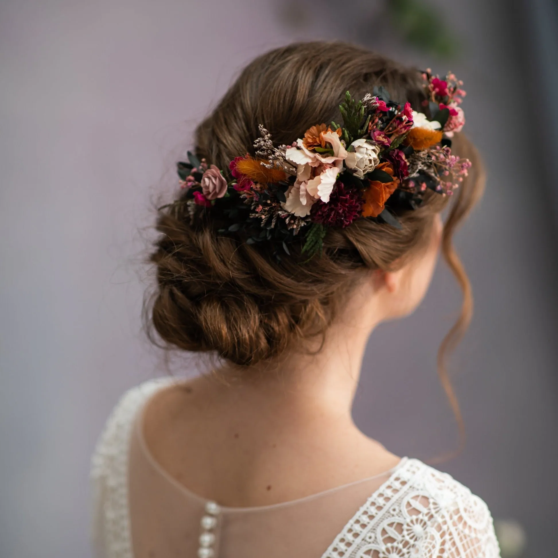 Burgundy and magenta wedding hair comb