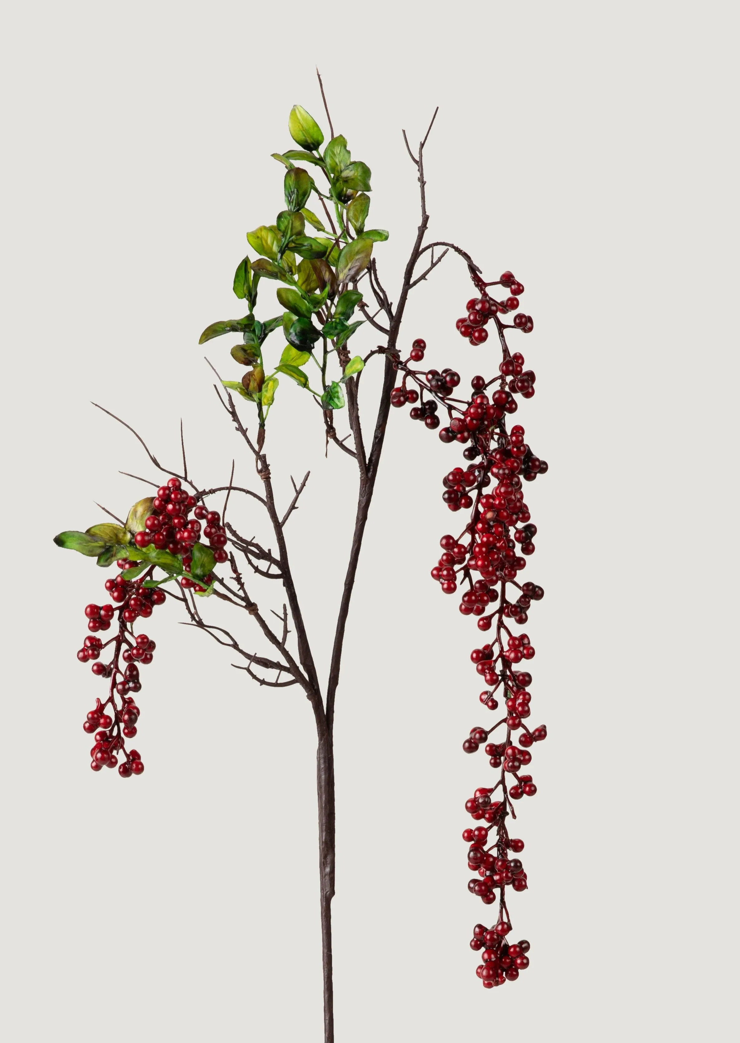 Burgundy Red Faux Hanging Berry Branch - 45"