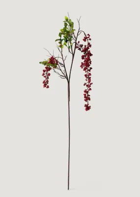 Burgundy Red Faux Hanging Berry Branch - 45"