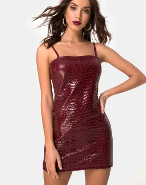 Burmay Dress in PU Croco Wine