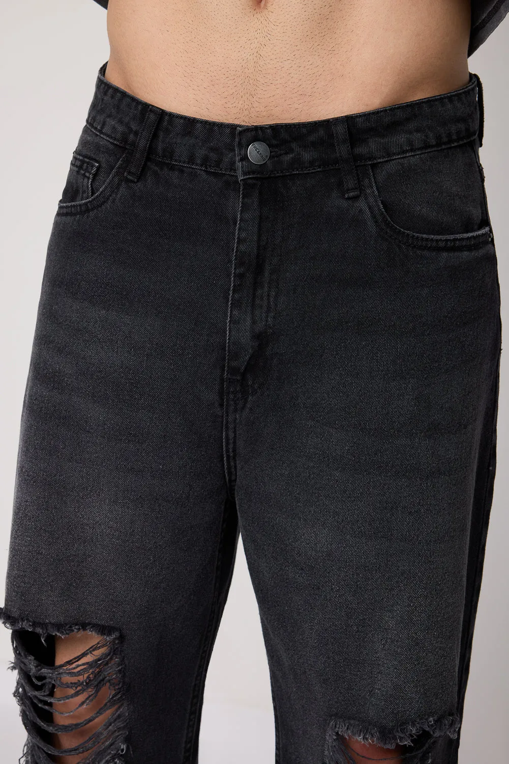 Charcoal Charm Men's Straight Distress Jeans