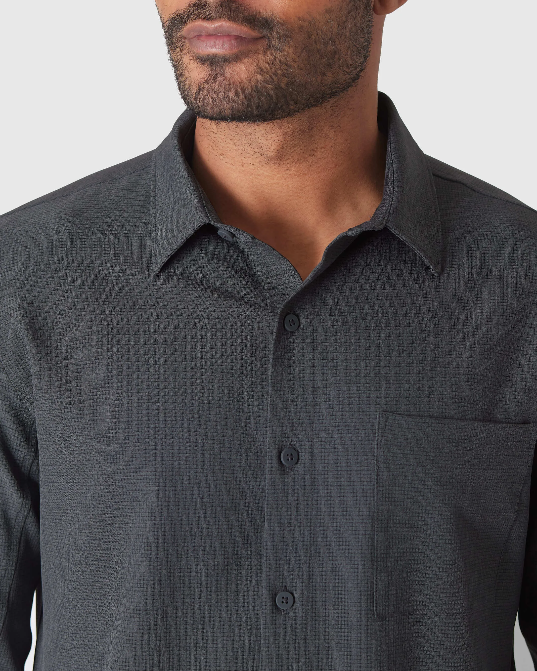 Charcoal Heather Gray Long Sleeve Ripstop Commuter Shirt