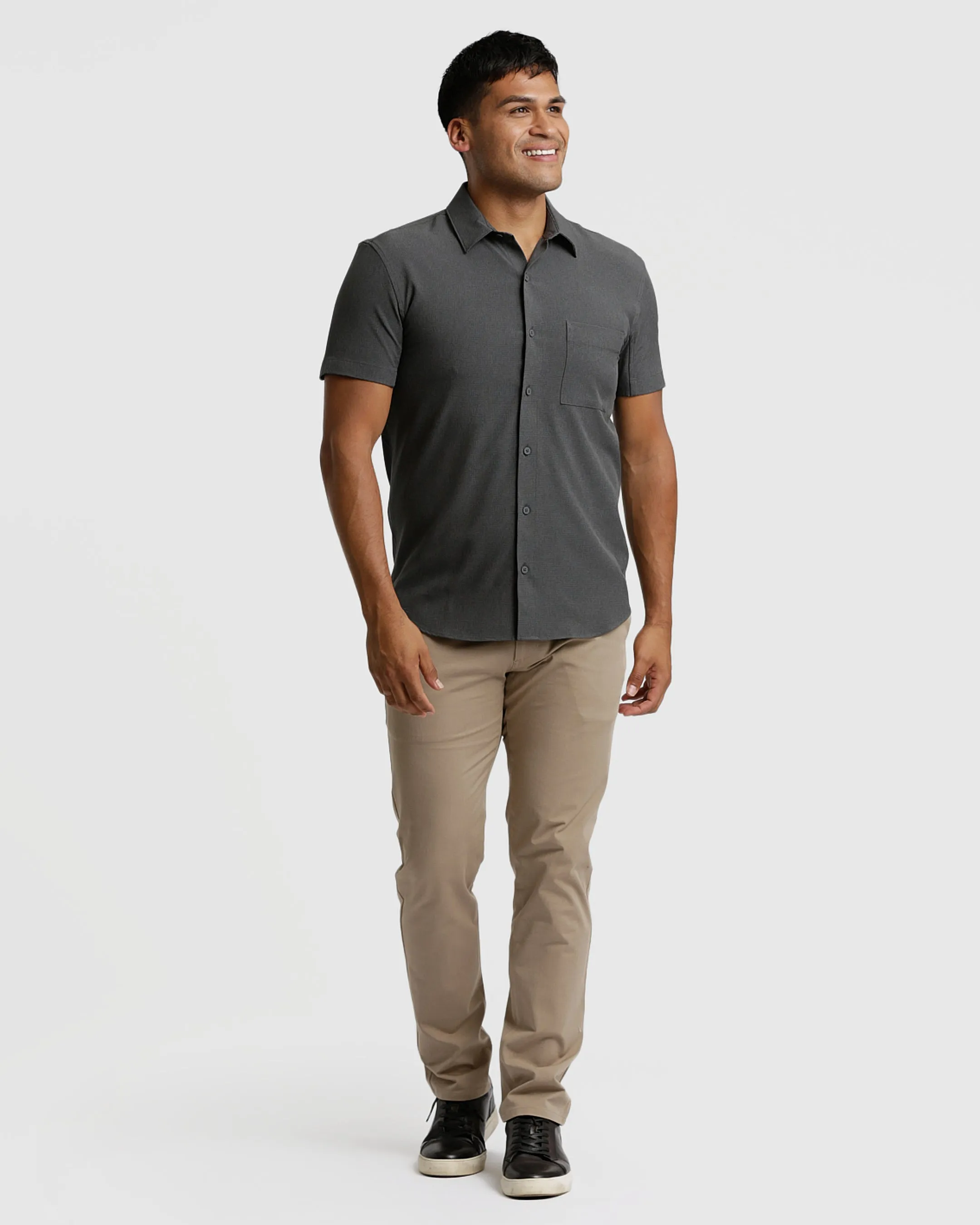 Charcoal Heather Gray Short Sleeve Ripstop Commuter Shirt