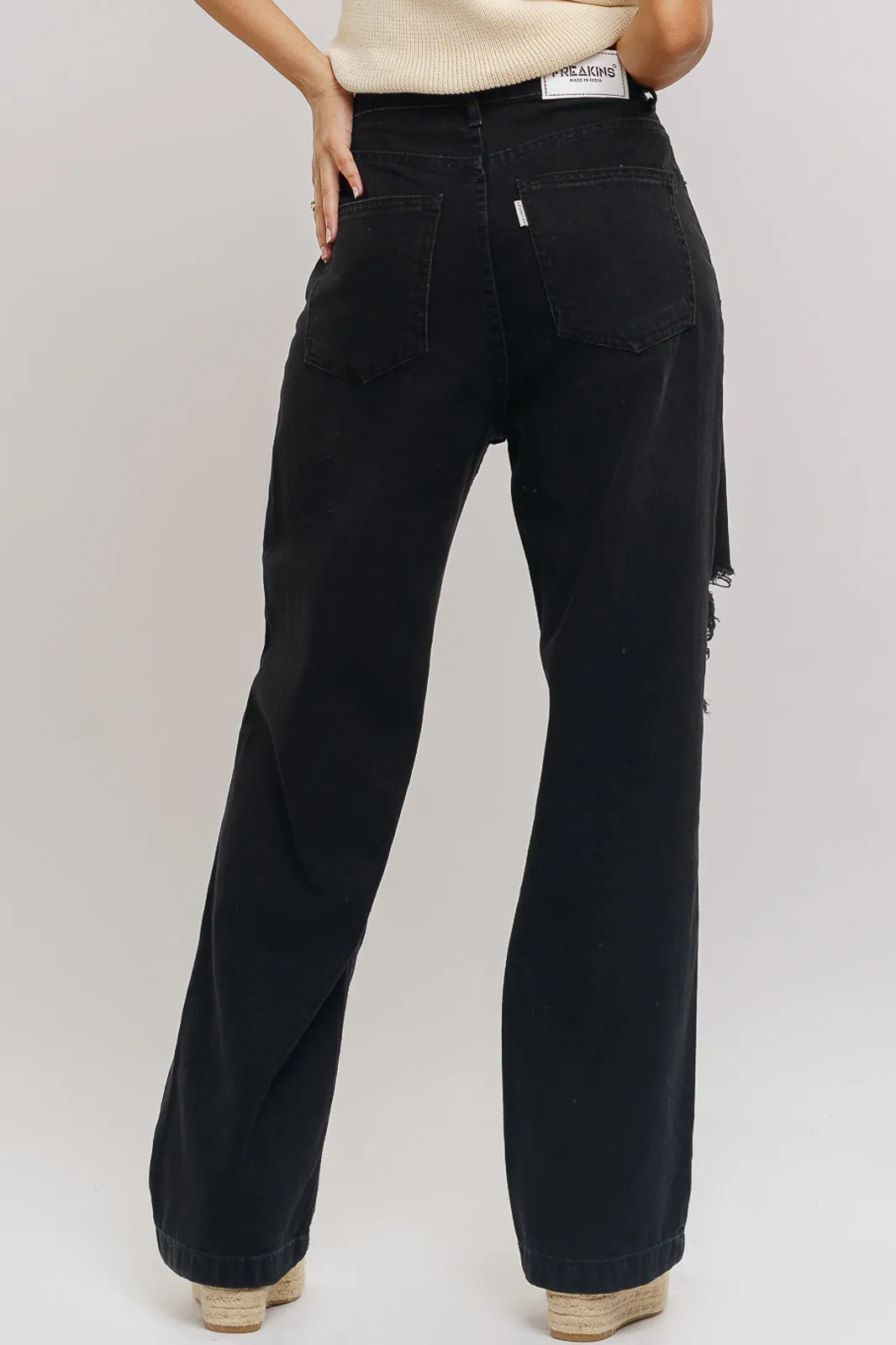 Charcoal Straight Distress Jeans