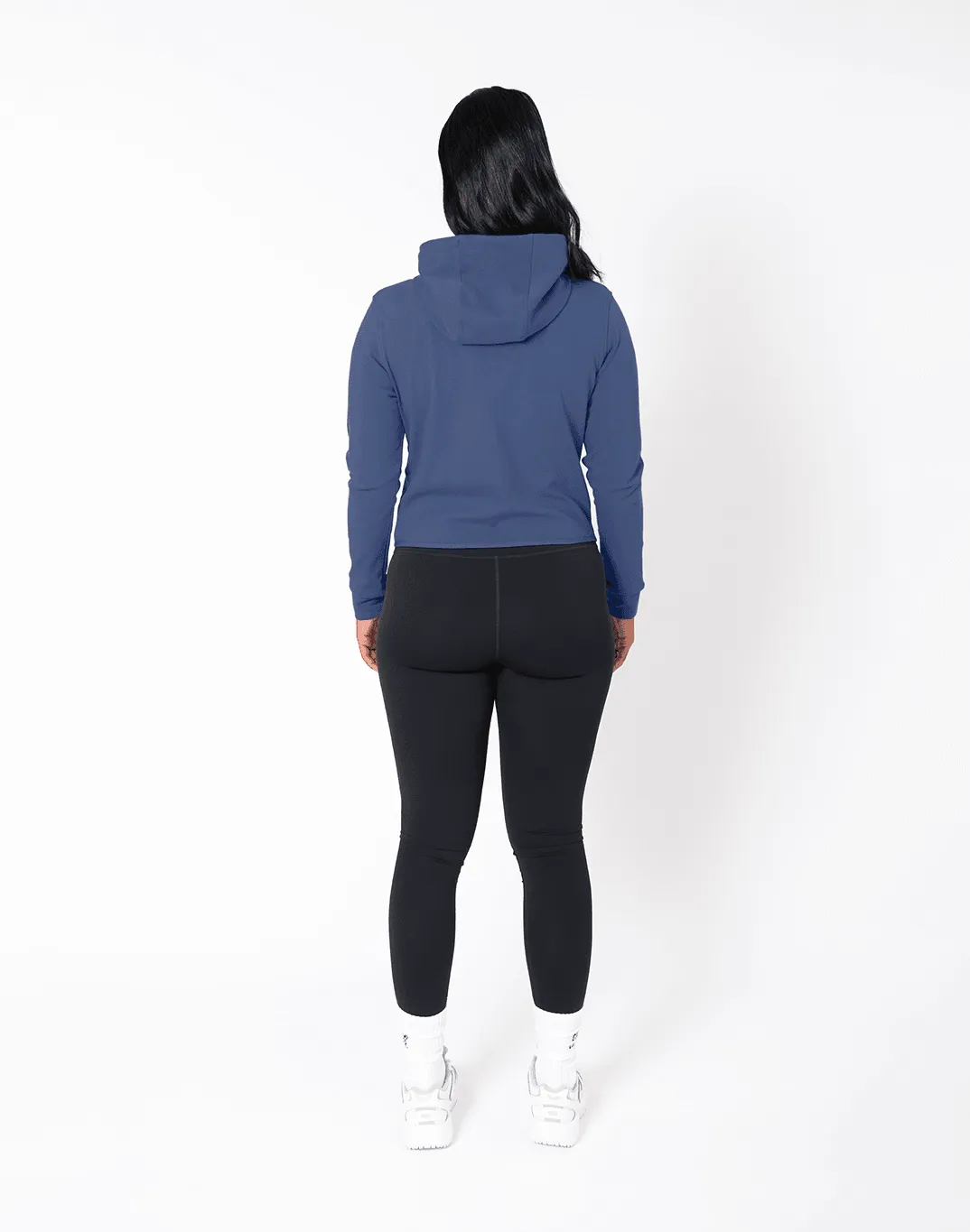 Chill Zip Crop Hoodie in Thunder Blue