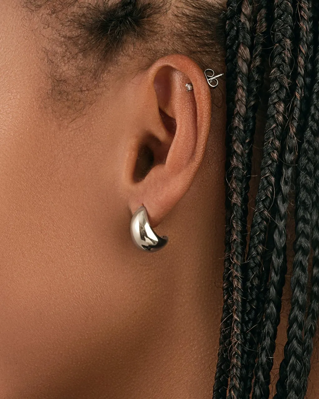 Chunky Huggie Stud Hoop Earrings