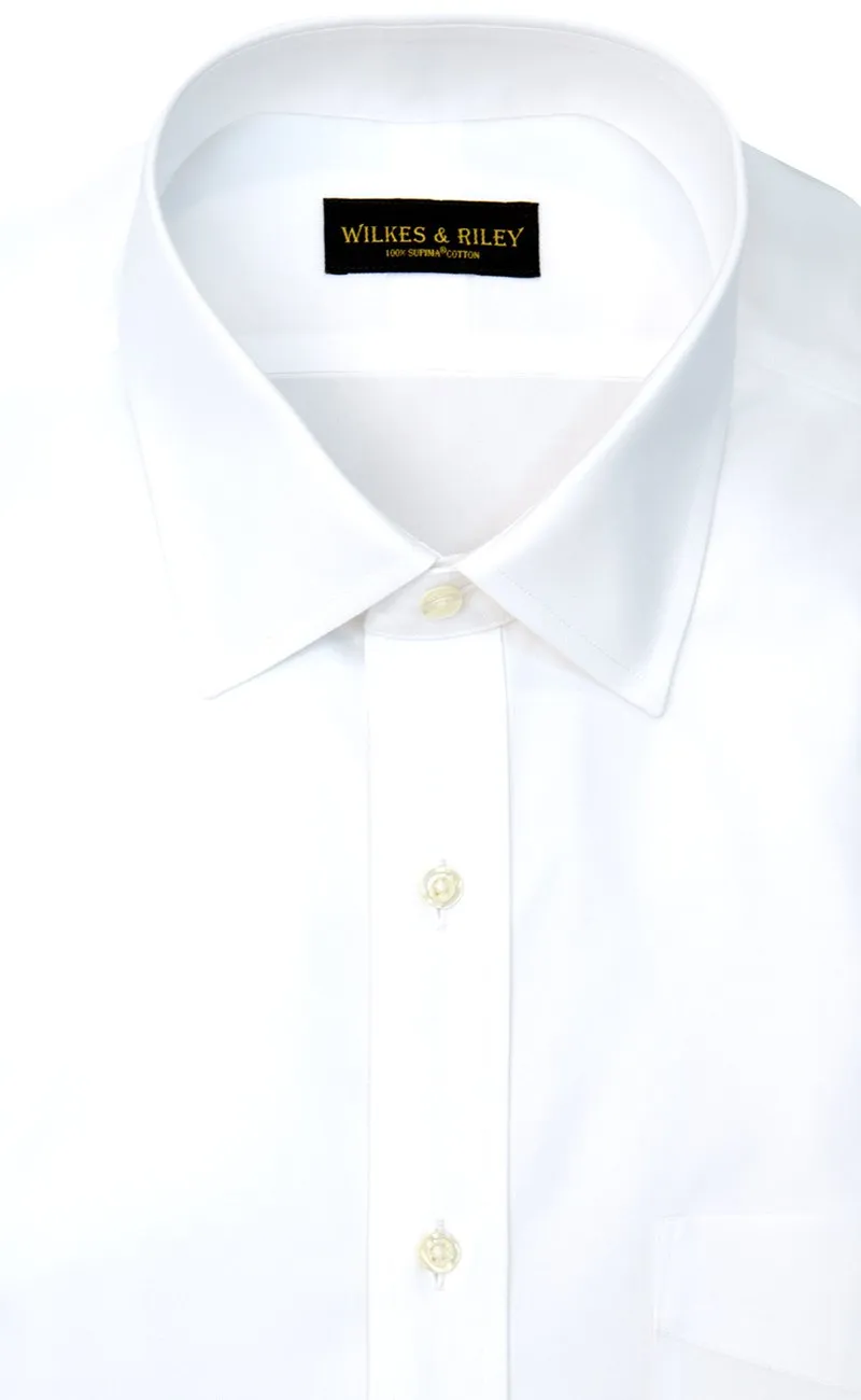 Classic Fit White Solid Spread Collar Supima® Cotton Non-Iron Pinpoint Oxford Dress Shirt (B/T)