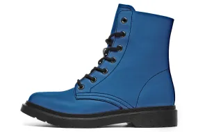 Cobalt Blue Boots - Vegan Leather Doc-Style Boots with Durable Stitched on Soles