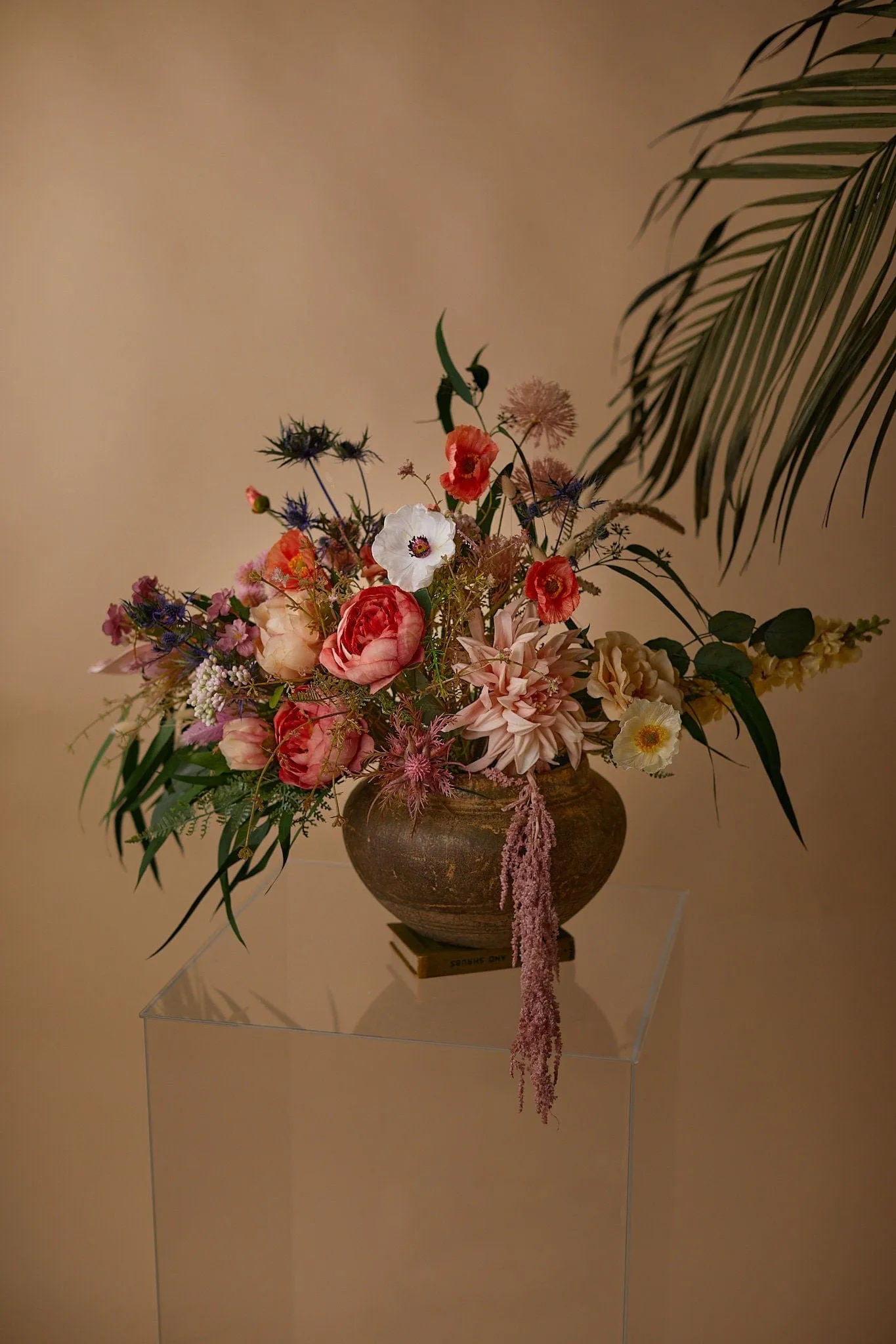 Colourful Dried & Artificial Flowers Bridal Bouquet - Burnt Orange & Red