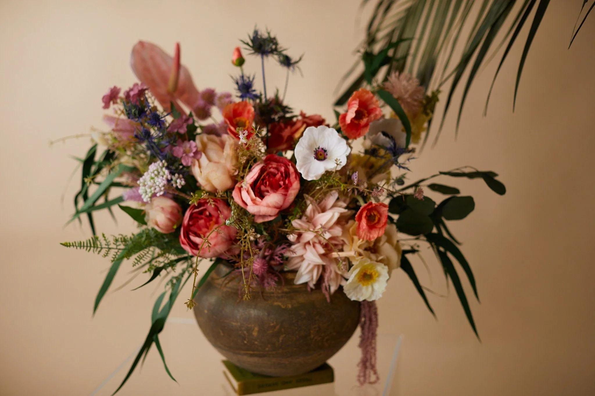 Colourful Dried & Artificial Flowers Bridal Bouquet - Burnt Orange & Red