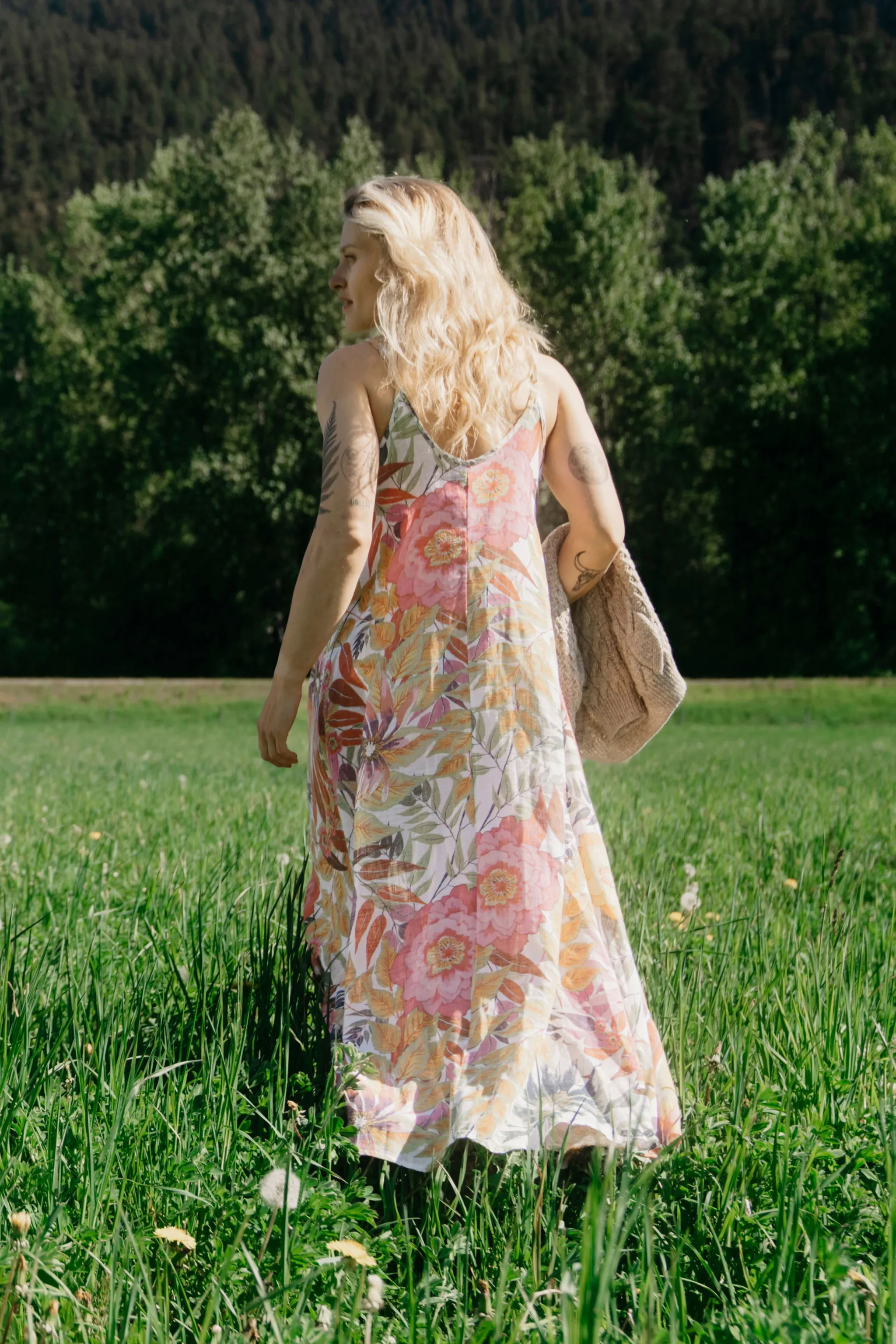 Cotton - Floral Dress - White Print