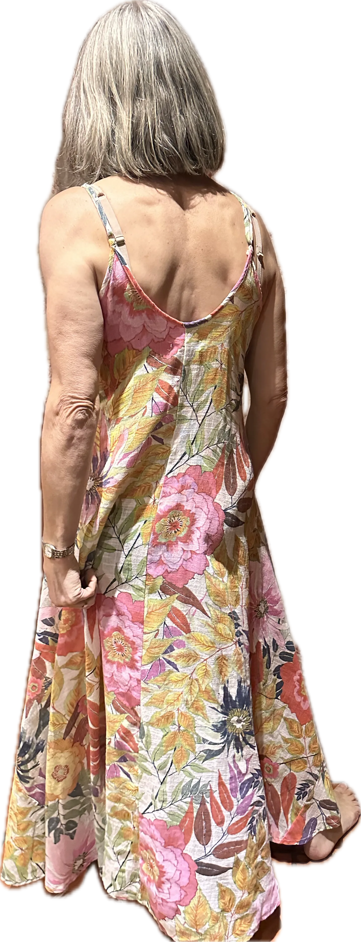 Cotton - Floral Dress - White Print