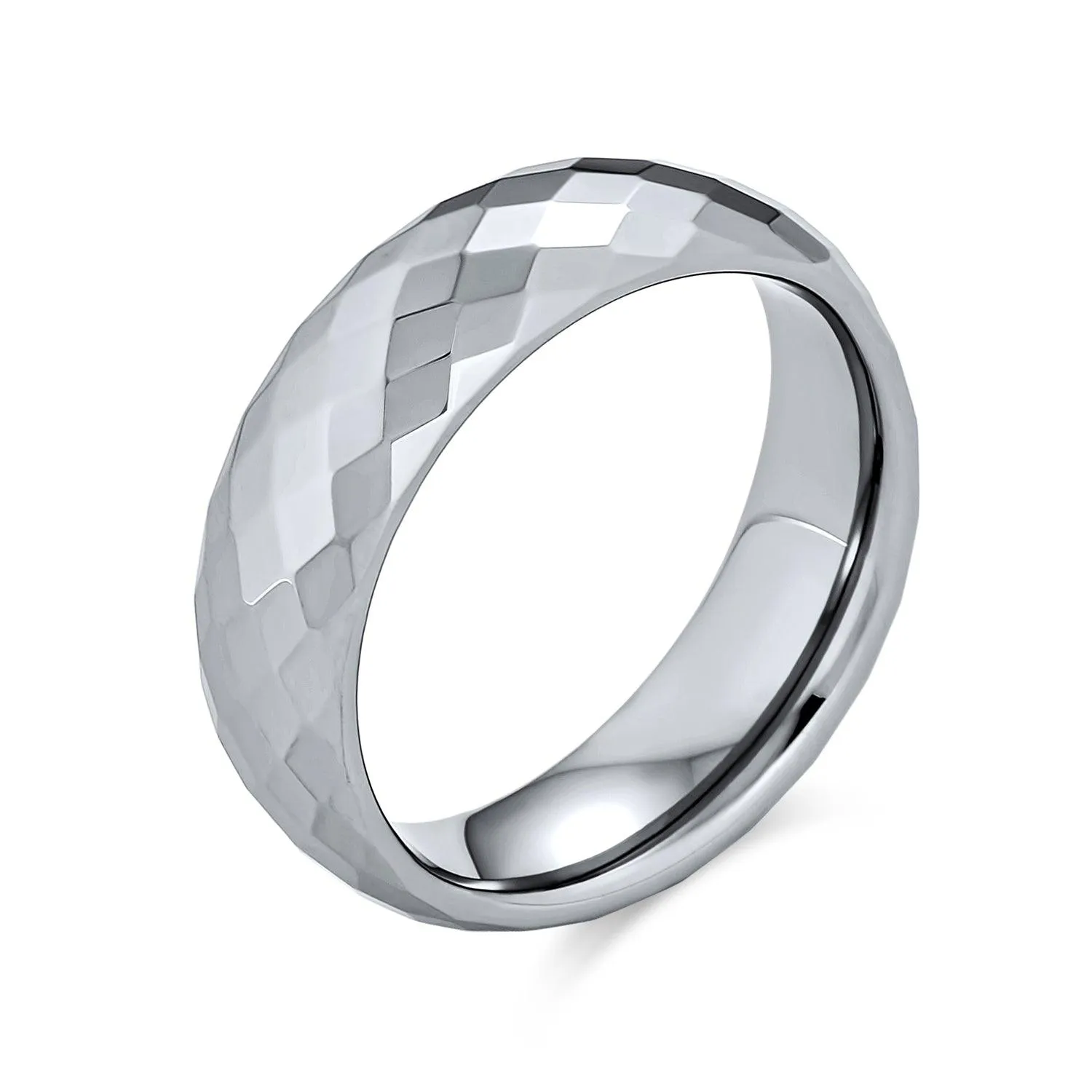 Couples Faceted Prism Cut Titanium Wedding Band Rings Comfort Fit