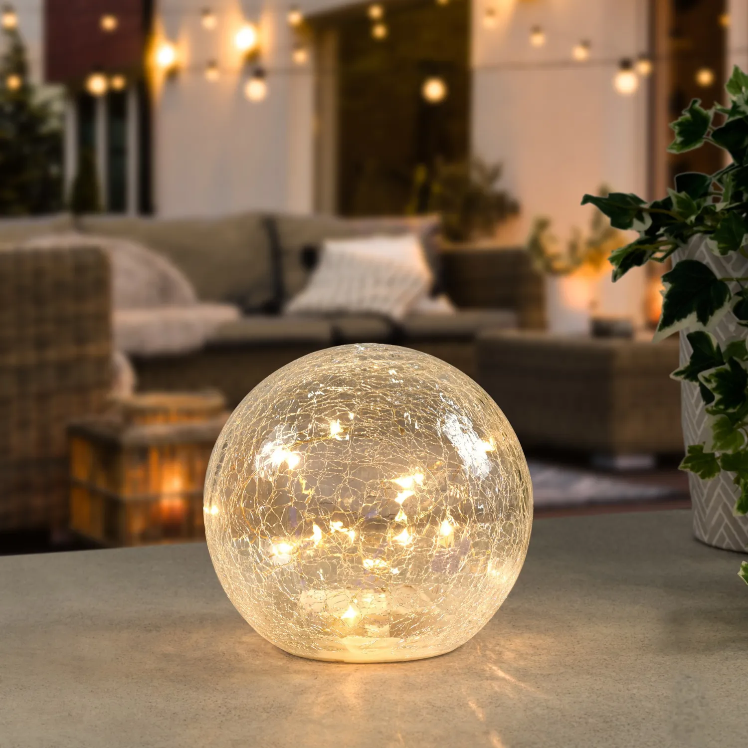 Crackle LED Glass Globe Light