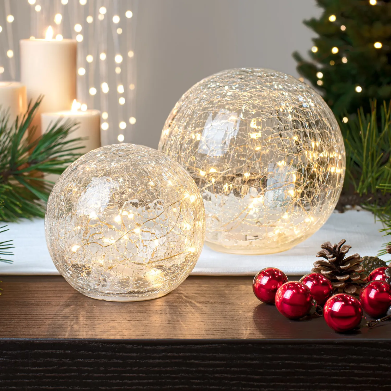 Crackle LED Glass Globe Light