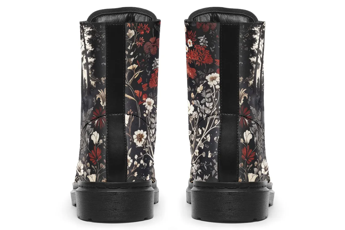 Dark Fairytale Boots - Vegan Leather Doc-Style Boots with Durable Stitched on Soles