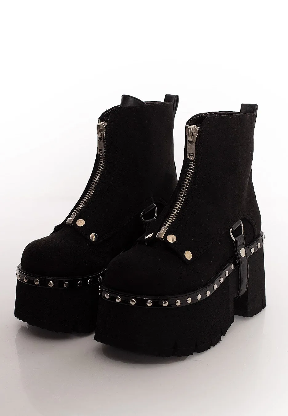 DemoniaCult - Ashes 100 Metal Front Zip Black - Girl Shoes