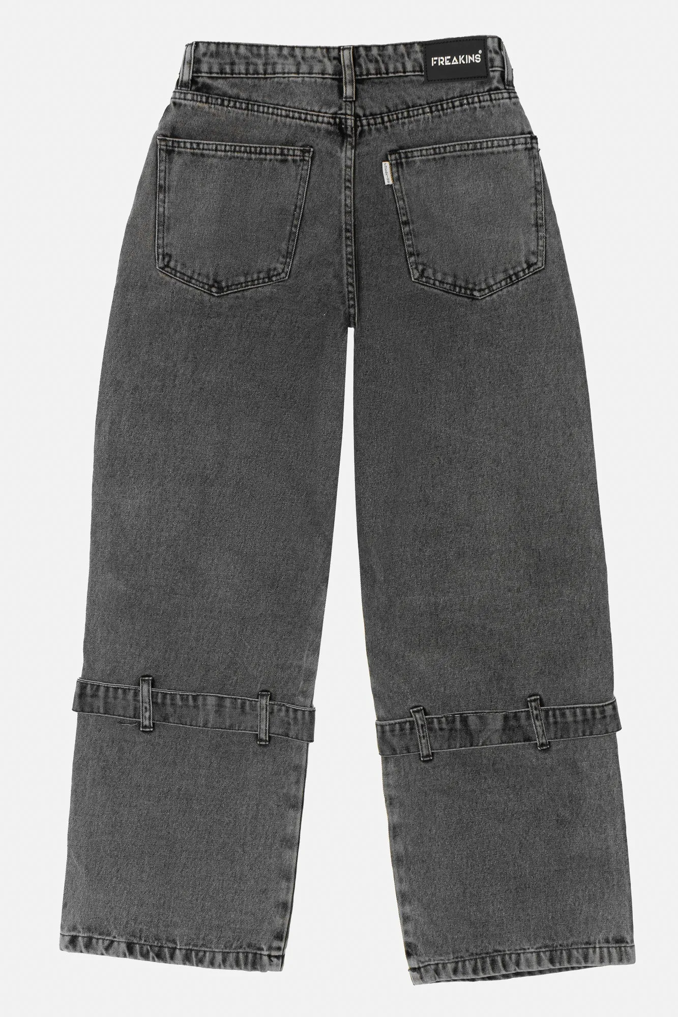 Denim Charcoal Open Zip Straight Fit Pants