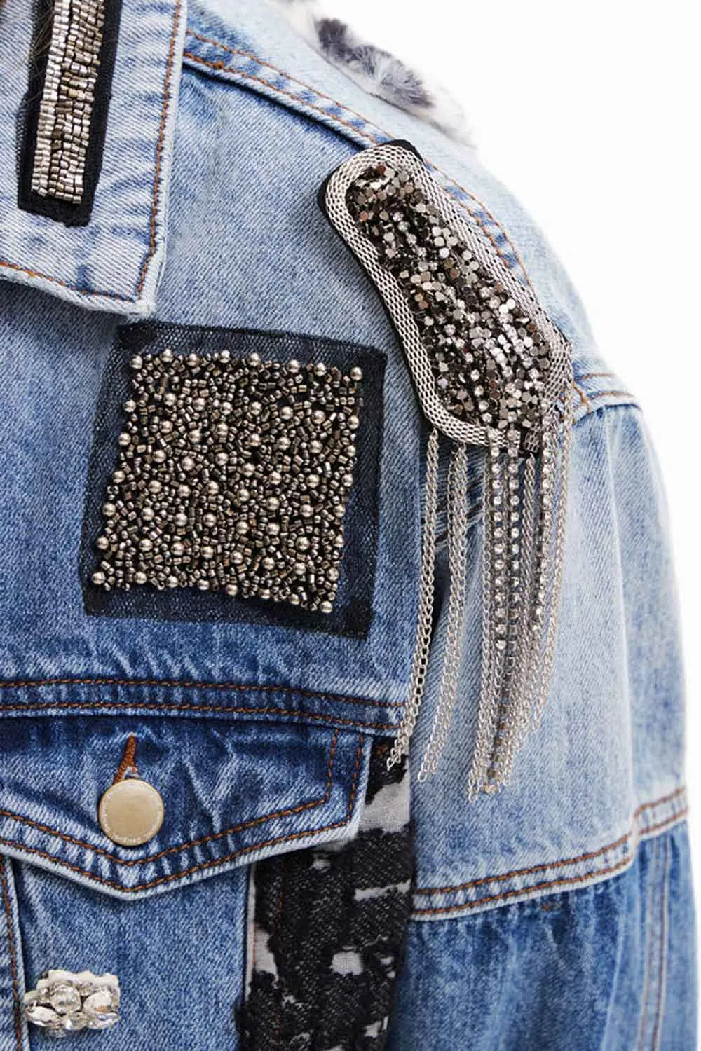 DESIGUAL PATCHWORK DENIM TRUCKER JACKET