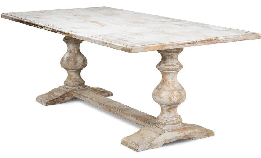 Distressed French Country Double Pedestal Table