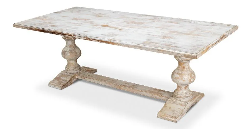 Distressed French Country Double Pedestal Table