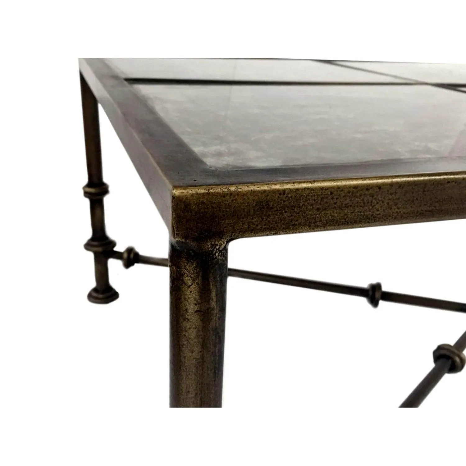 Distressed Iron & Glass Industrial Coffee Table