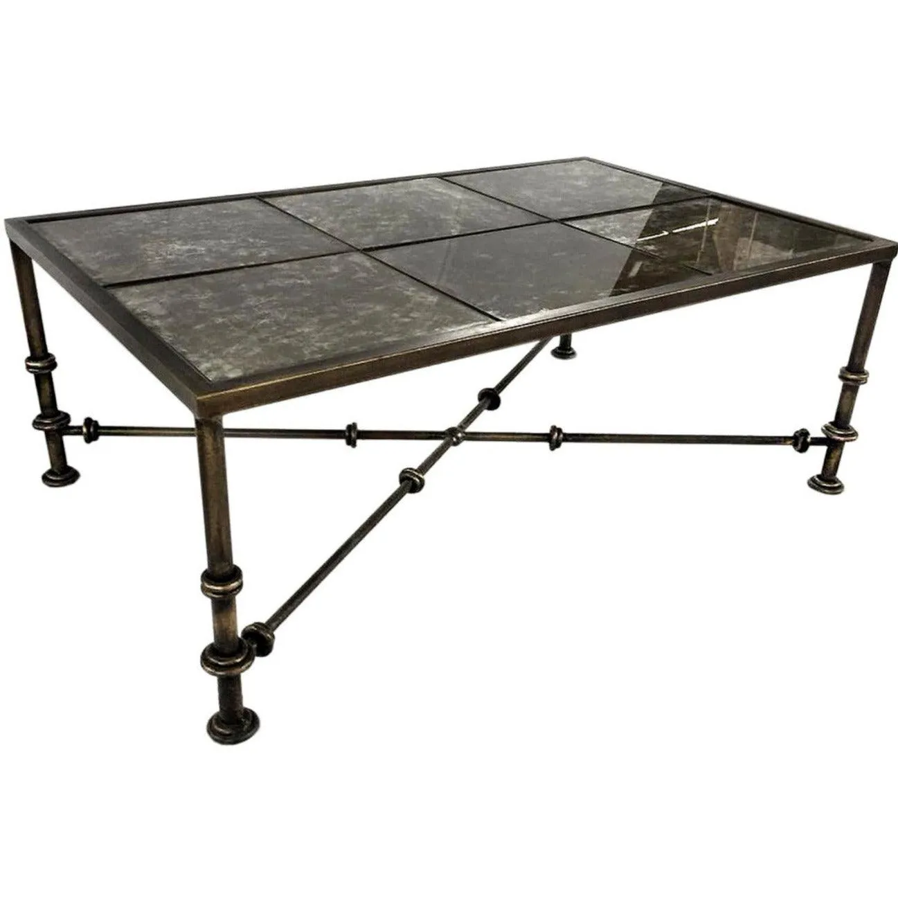 Distressed Iron & Glass Industrial Coffee Table