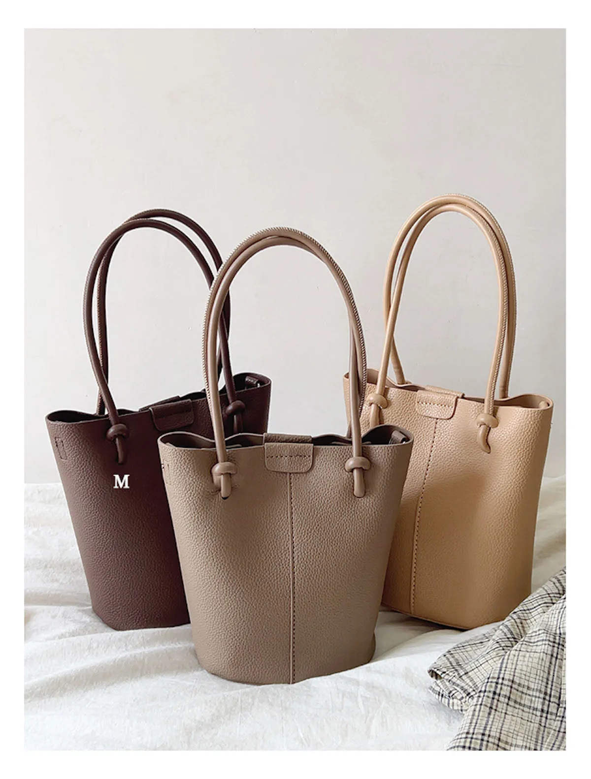 Elena Handbags Chic Leather Bucket Bag