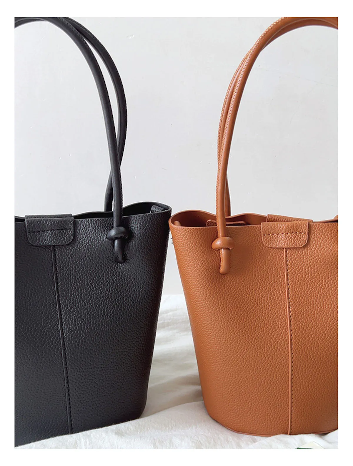 Elena Handbags Chic Leather Bucket Bag