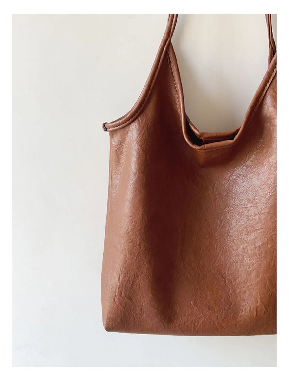 Elena Handbags Simple Leather Tote Bag