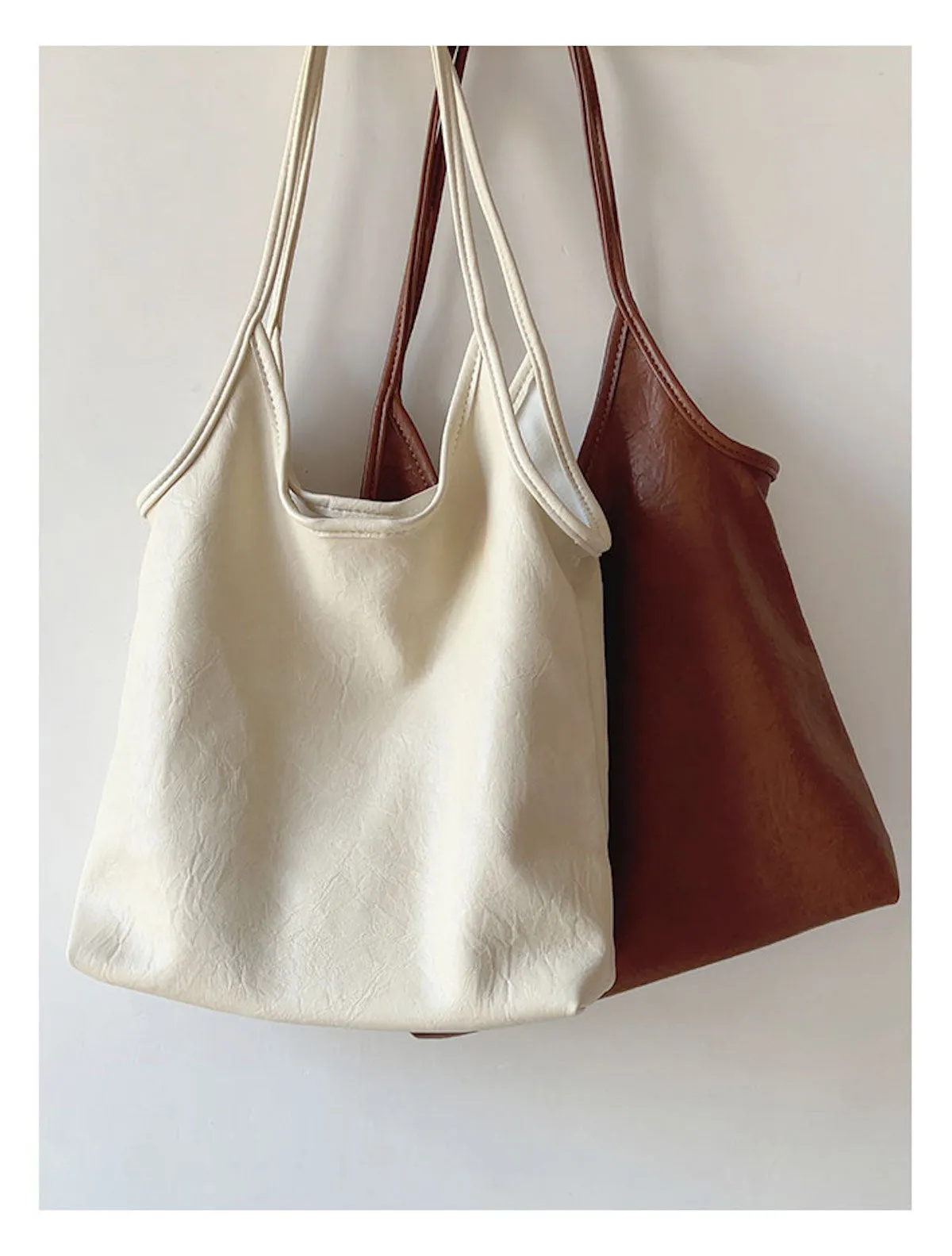 Elena Handbags Simple Leather Tote Bag