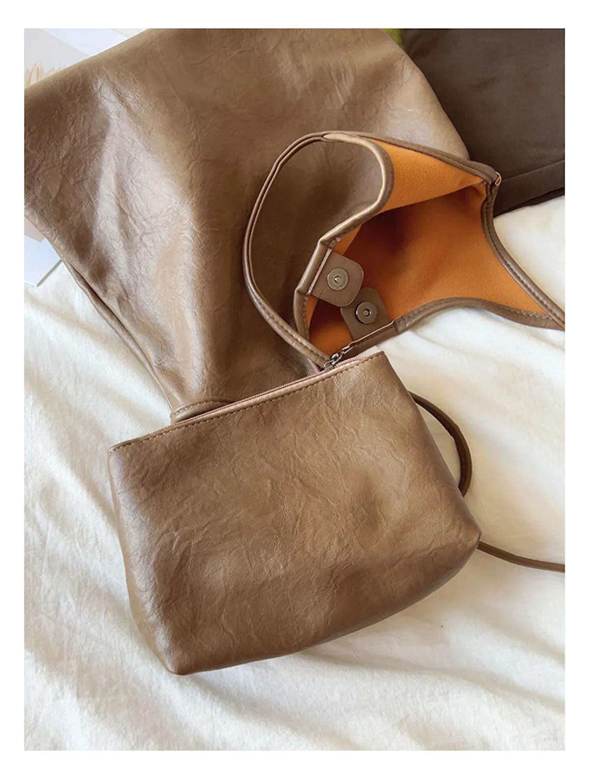 Elena Handbags Simple Leather Tote Bag