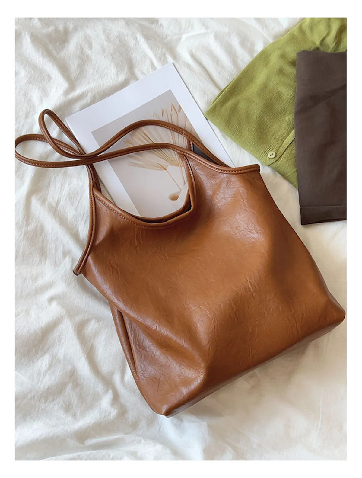 Elena Handbags Simple Leather Tote Bag