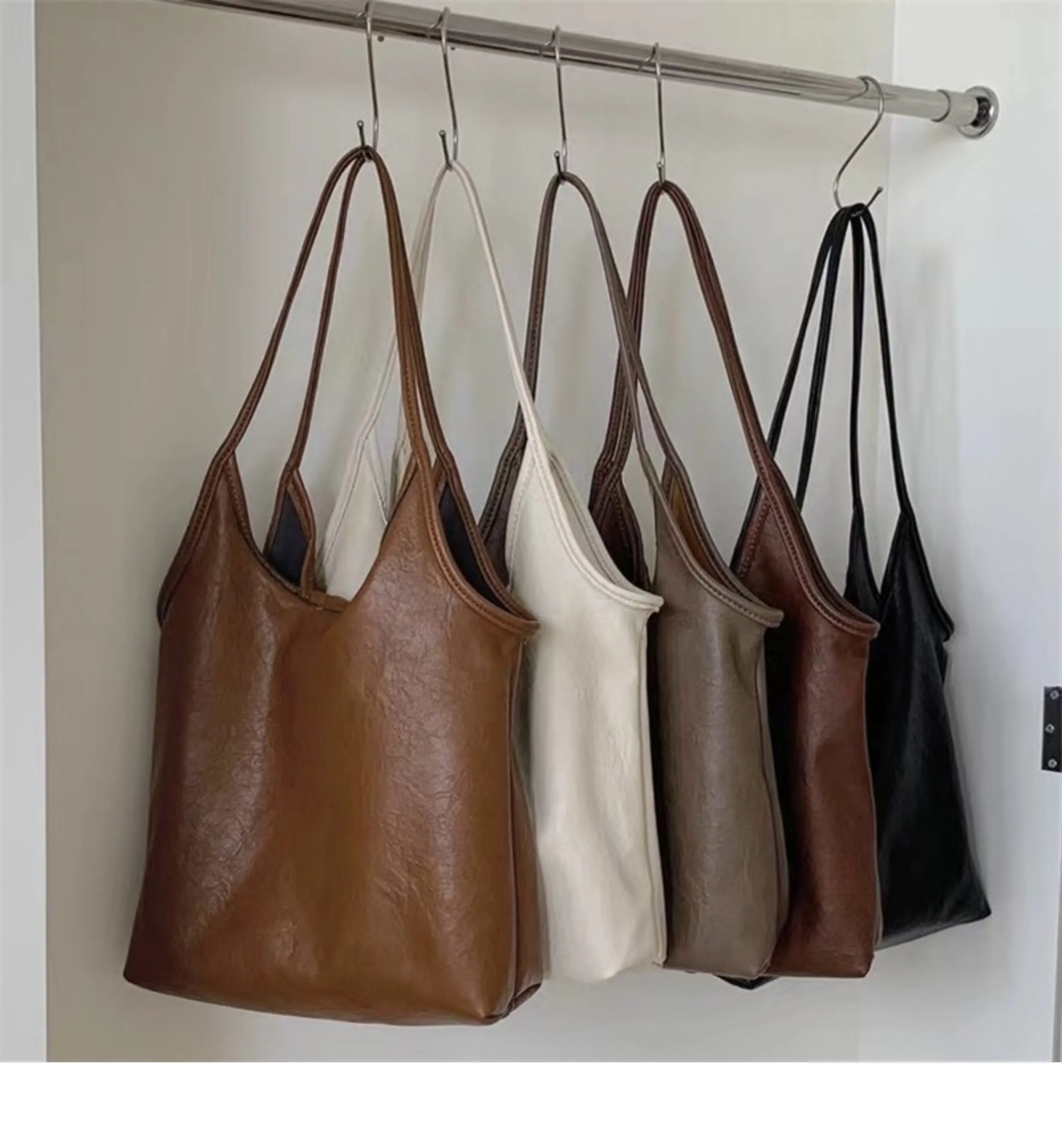 Elena Handbags Simple Leather Tote Bag