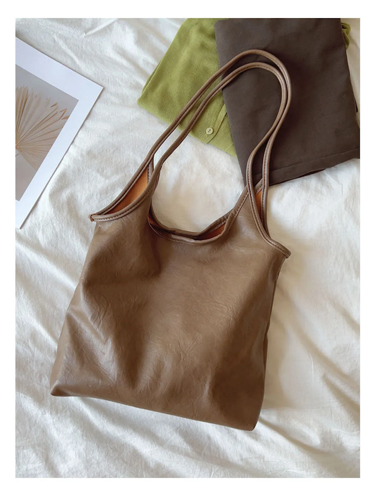 Elena Handbags Simple Leather Tote Bag