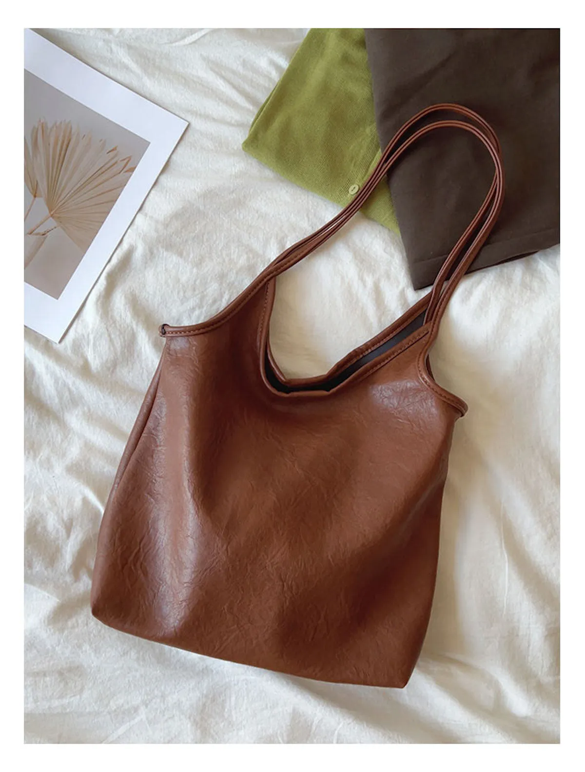 Elena Handbags Simple Leather Tote Bag