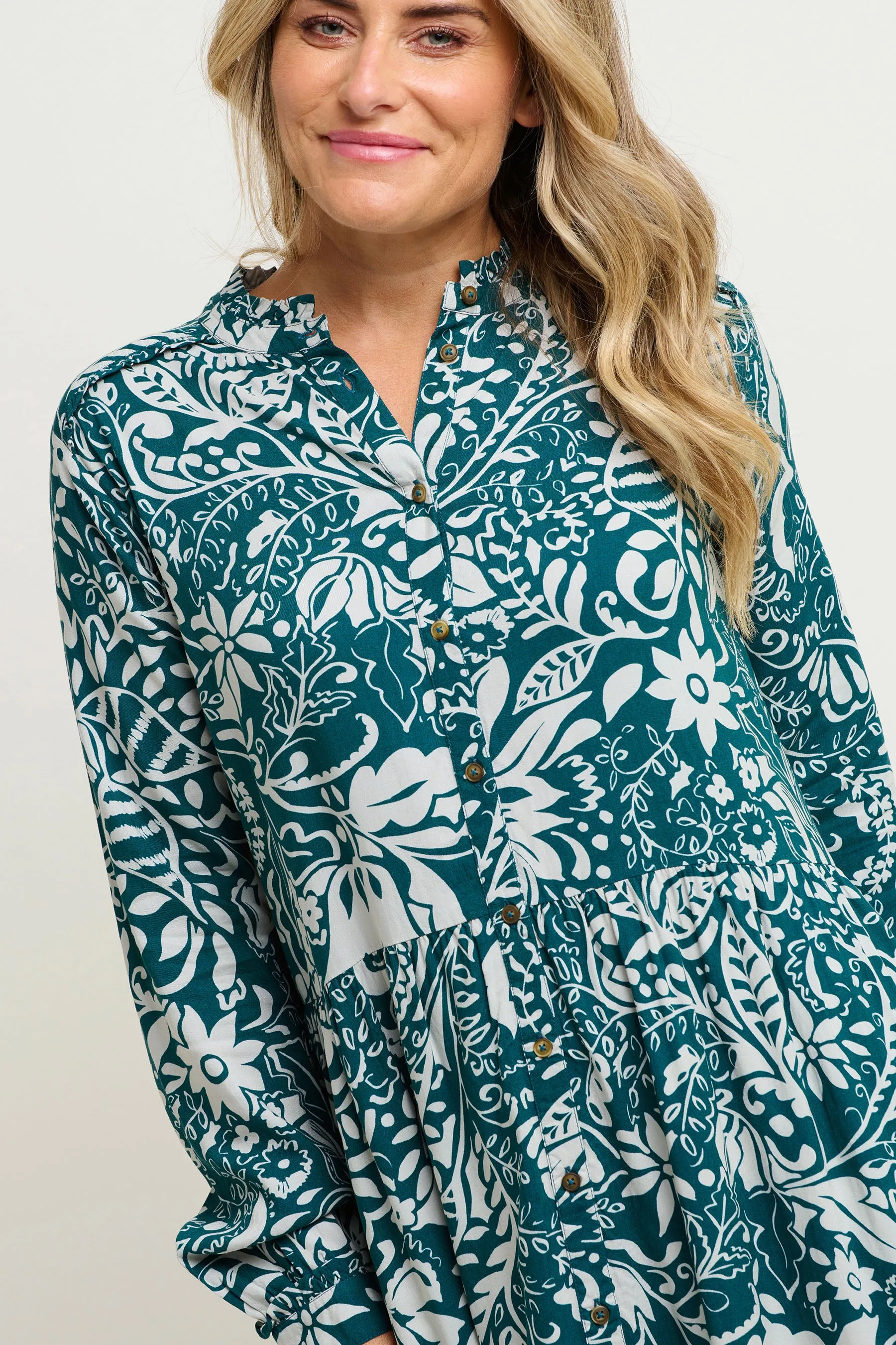 Enchanted Blossom Maxi Shirt Dress