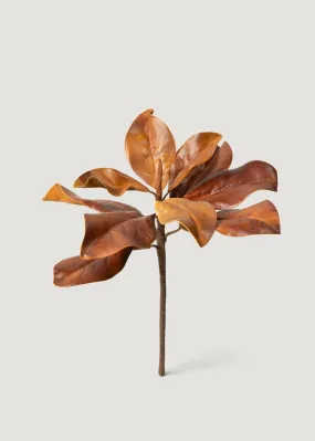 Fall Brown Natural Touch Faux Magnolia Leaf Pick - 12.5"