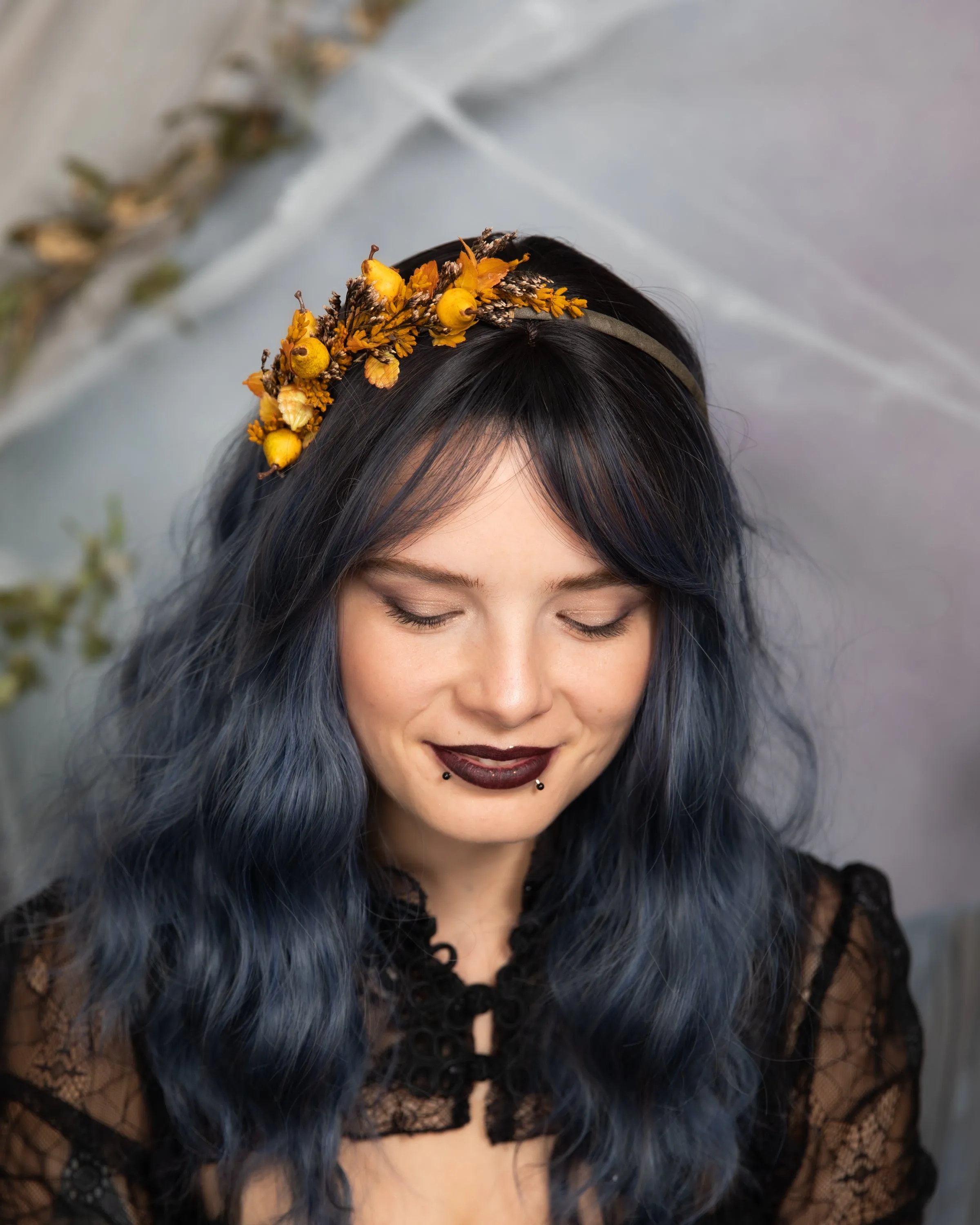 Fall flower headband with pears